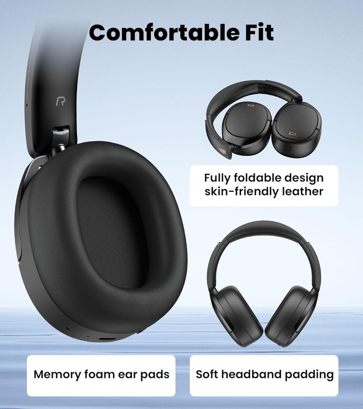 Luxury W80 Over Ear Headphones with Active Noise Cancelling & AI Clear Call gallery