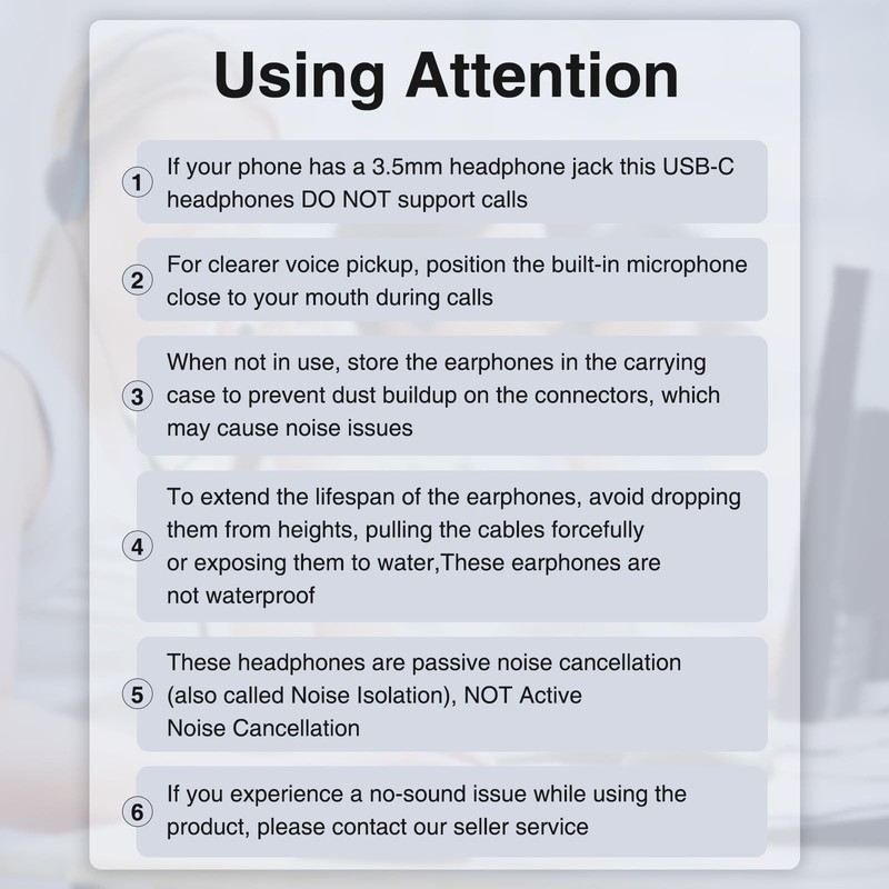 USB C Wired Earbuds with Microphone, In-Ear Type C Headphones for iPhone & Andro gallery