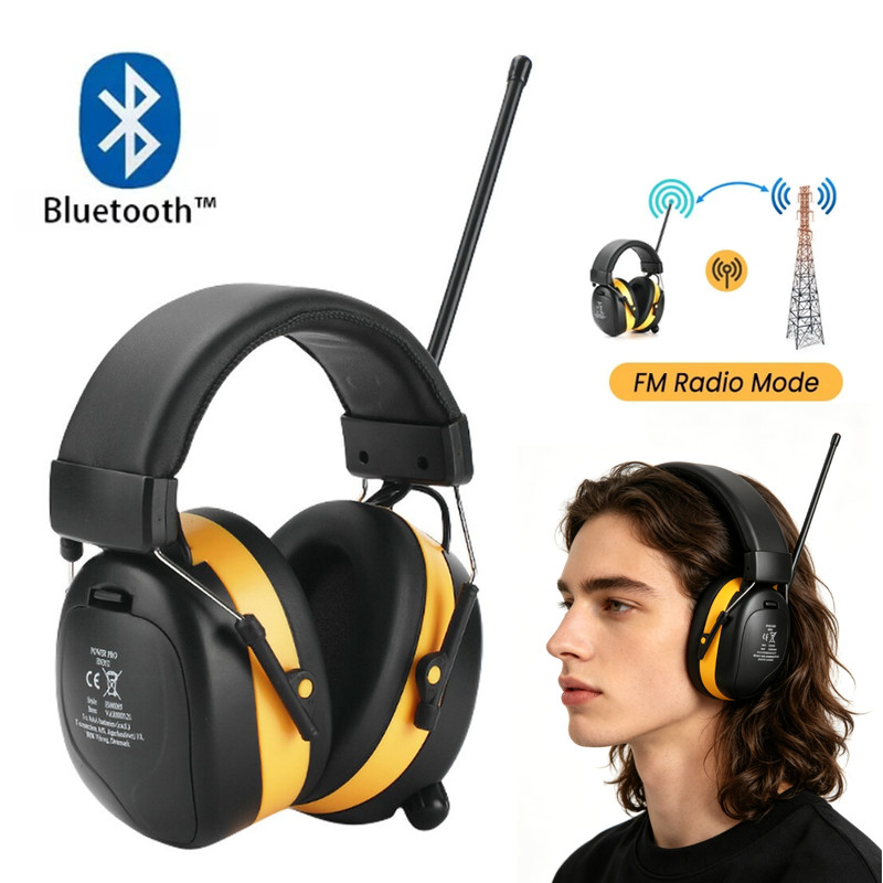Bluetooth Headphones FM Radio Headphone Ear Safety Earmuffs for Mowing Work