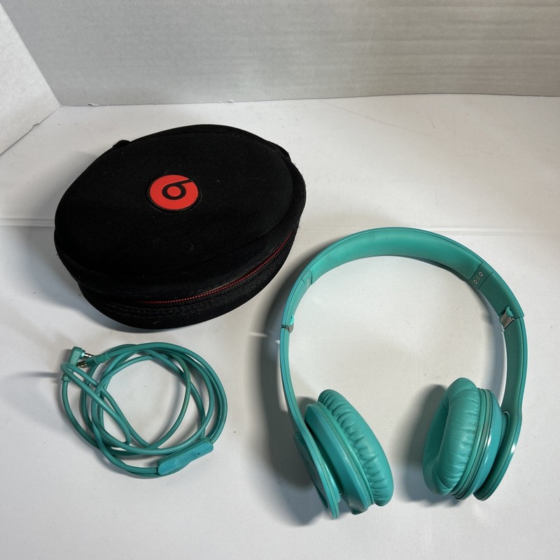Beats by Dr. Dre Solo HD Headphones – Aqua, Wired, w Case Tested Working