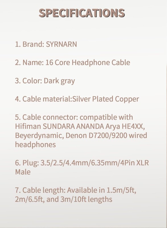 SYRNARN 4-Pin XLR Balanced Headphone Cable for Hifiman Sundara Susvara Ananda gallery