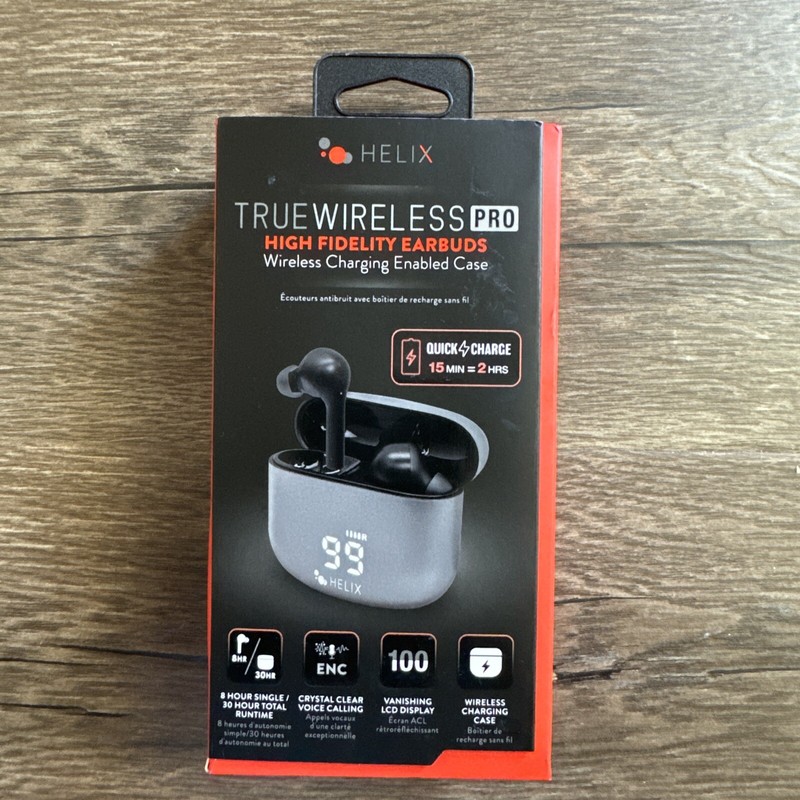 Helix PRO SERIES True Wireless High Fidelity Earbuds w/ Portable Charging Case