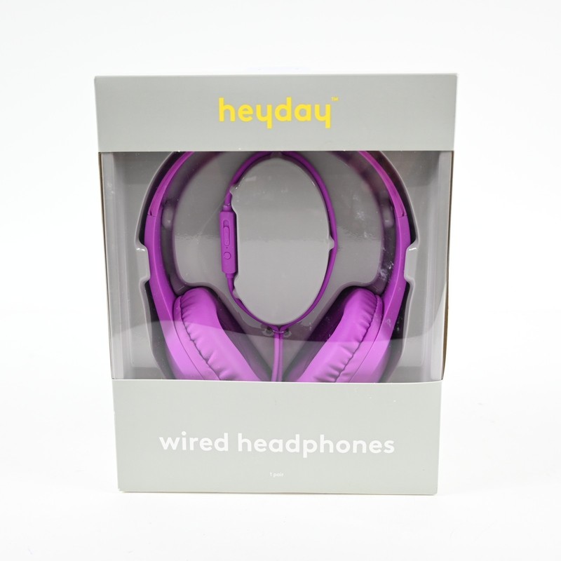 Heyday Wired Headphones 3.5 Aux Cable with Microphone Neon Violet