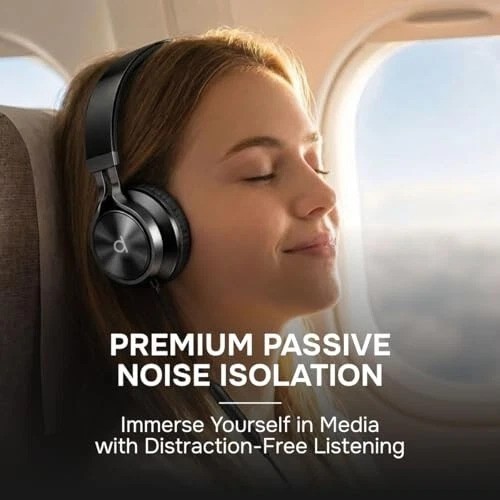 Wired Noise Isolating On-Ear Headphones with Mic for Computer & Laptop - Foldabl gallery