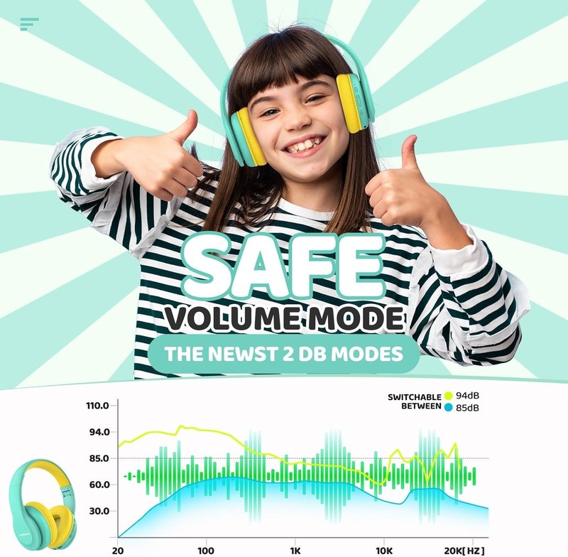 Volume Limited Kids Bluetooth Headphones, 60H Playtime-Green gallery