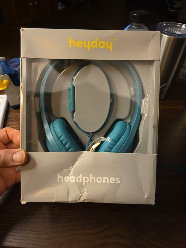 Heyday Wired On-Ear Padded Headphones Built In Microphone ~ Bright Teal New