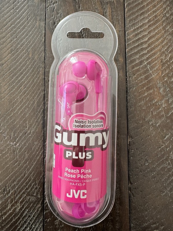JVC HAFX5P Gumy Plus In-Ear Earbuds Peach Pink