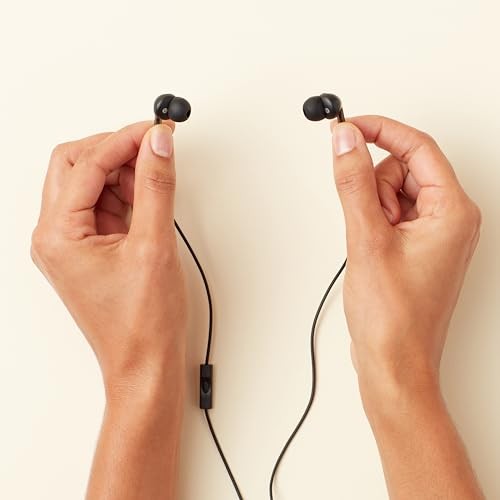 Amazon Basics Wired Earbuds with Microphone, In-Ear Headphones, 3.5mm, Black gallery