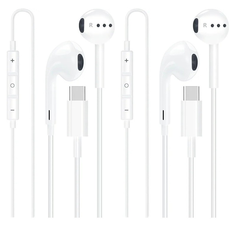 USB Type-C Wired Earbuds Earphones with Mic Volume Control HiFi Stereo Noise Iso