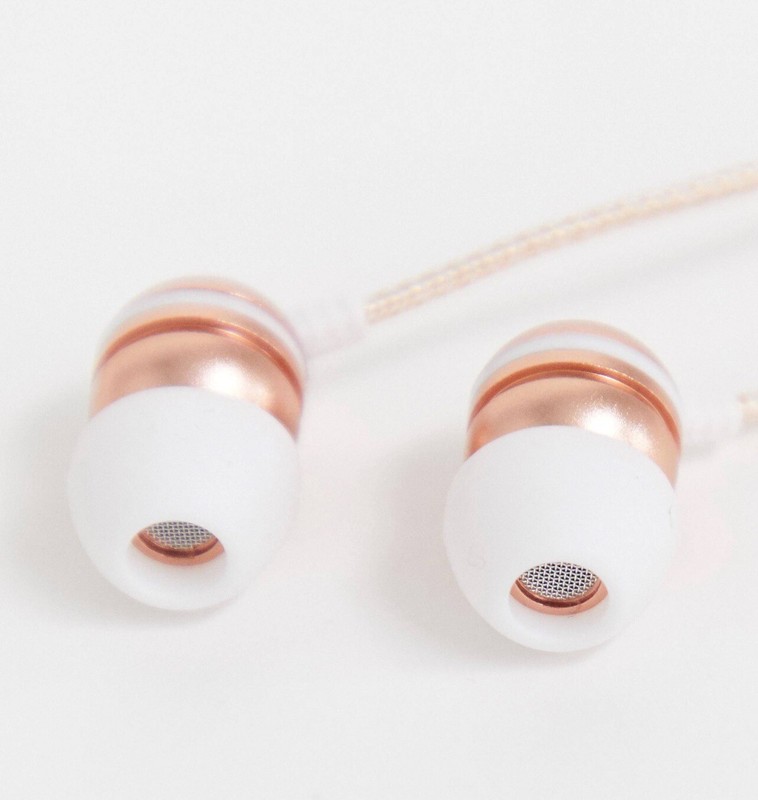 Typo Luxe Metallic Rose Gold Earphones HI-FI Stereo Sound Volume & Microphone gallery