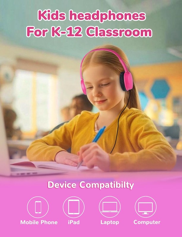 Classroom Headphones Bulk 5 Pack Kids Student K-12 On Ear Wired GS30 Mixed gallery