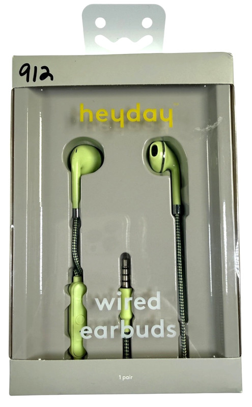 Heyday Wired Earbuds, Mic & Remote, PASTEL LIME, 3.5mm Plug, Comfort Fit, NEW!