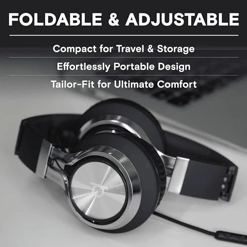 Wired Noise Isolating On-Ear Headphones with Mic for Computer & Laptop - Foldabl gallery