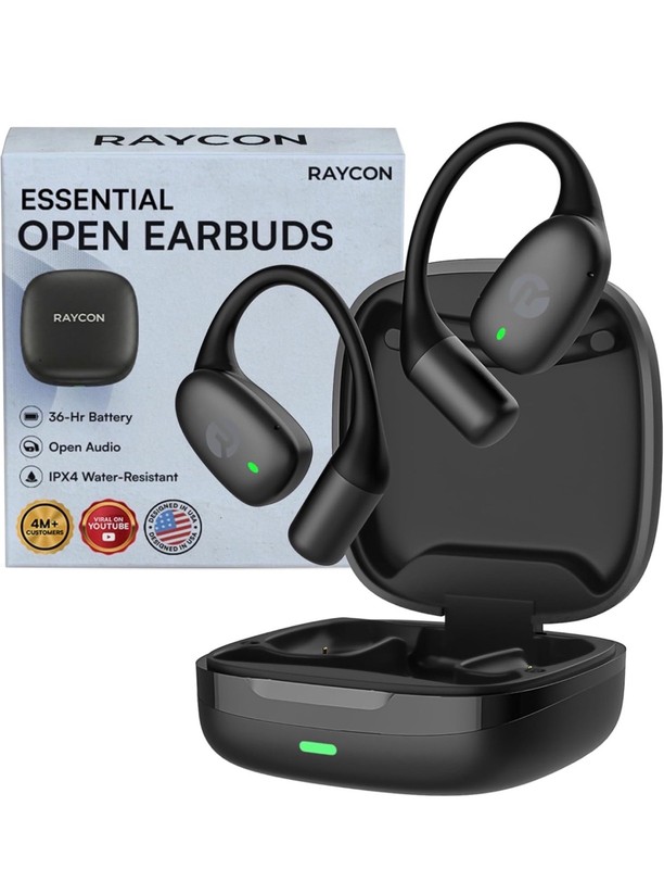 Raycon Essential Open Earbuds - Wireless Bluetooth Headphones - Black Open Box gallery