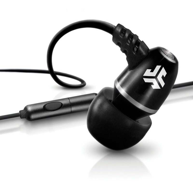JLab Audio Wired Metal Earbuds with Microphone and Controls – Black