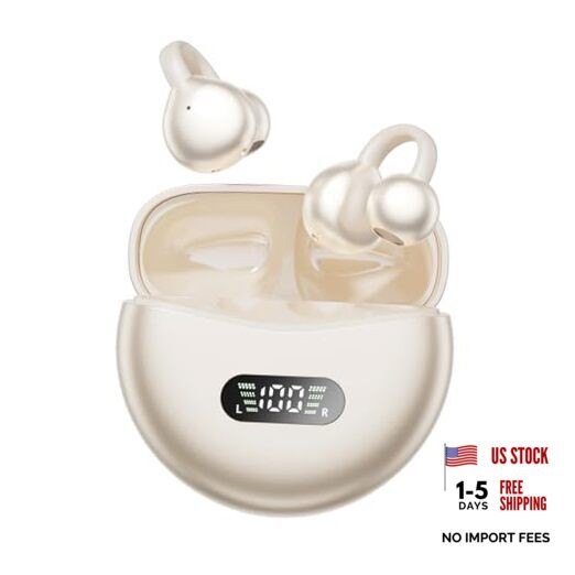 Clip On Earbuds Open Ear Ear Buds Wireless Bluetooth 5.4 Headphones,48H Skin