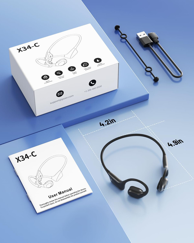 Bone Conduction Swimming Headphones with Dual Driver, IPX8 Waterproof Air Conduc gallery