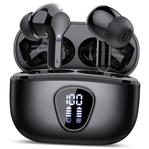 Wireless Earbuds, Bluetooth 5.4 Headphones HiFi Stereo, Bluetooth Earbuds Black
