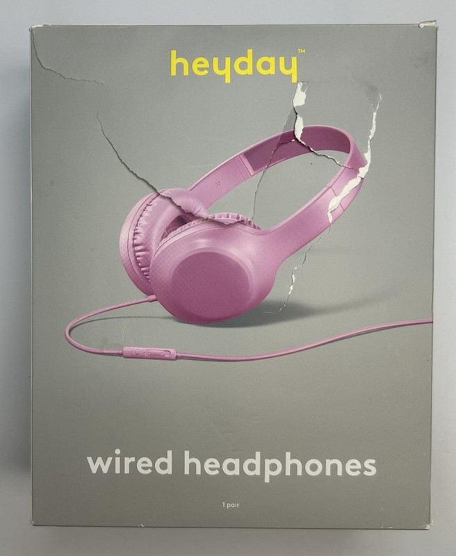 Heyday Wired Headphones Pink Comfort Fit With Microphone 3.5mm Aux Plug