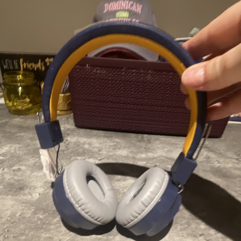 Blue, Gray, Yellow Over-Ear Headphones with Space Design Headband